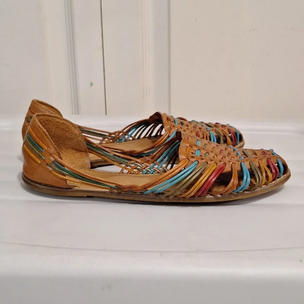 Bass huaraches woven leather slip-ons flats - multicolor - 8